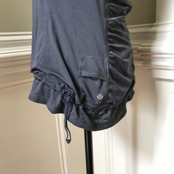 Lululemon Racerback Run Tank Top Womens 8 Gray Cinch Waist Hem Sleeveless Yoga - Picture 10 of 13